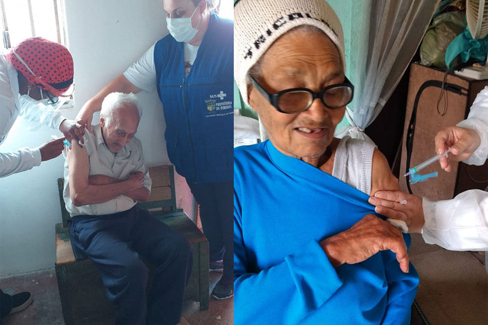 Idosos centenários são vacinados em Pinhais 7 pinhais vacina idosos Idosos centenários são vacinados em Pinhais