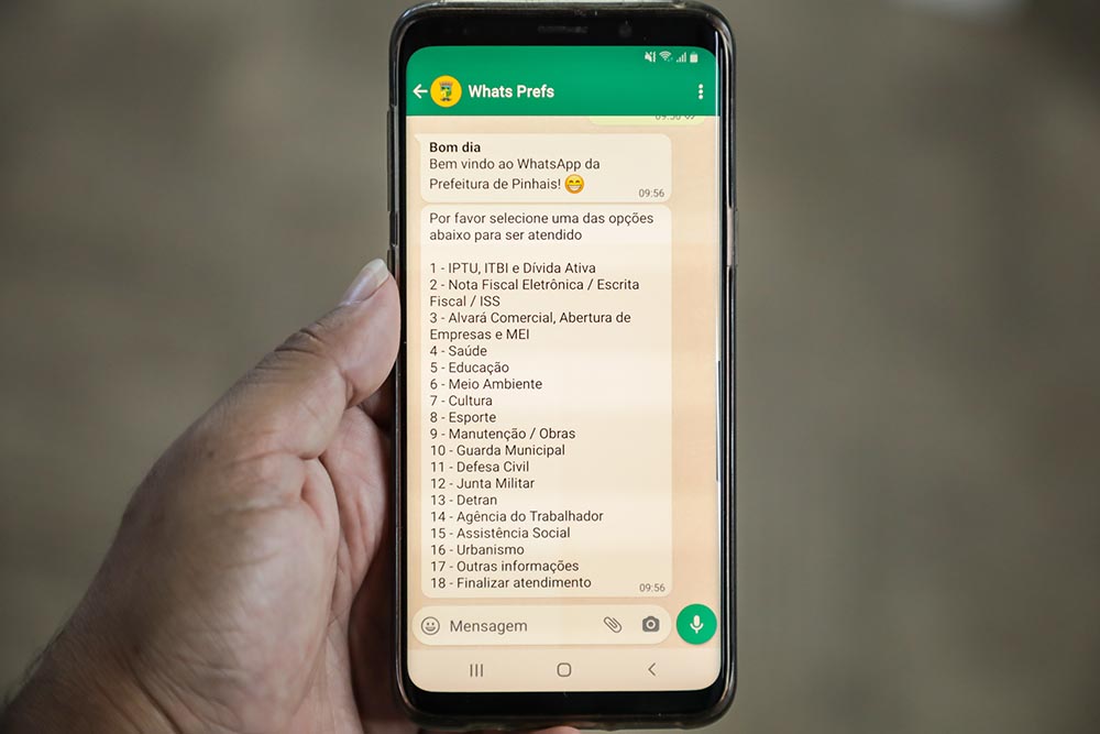 Mais de 56 mil mensagens no “Whats da Prefeitura” de Pinhais em menos de um mês 2 pinhais whatsapp Mais de 56 mil mensagens no “Whats da Prefeitura” de Pinhais em menos de um mês