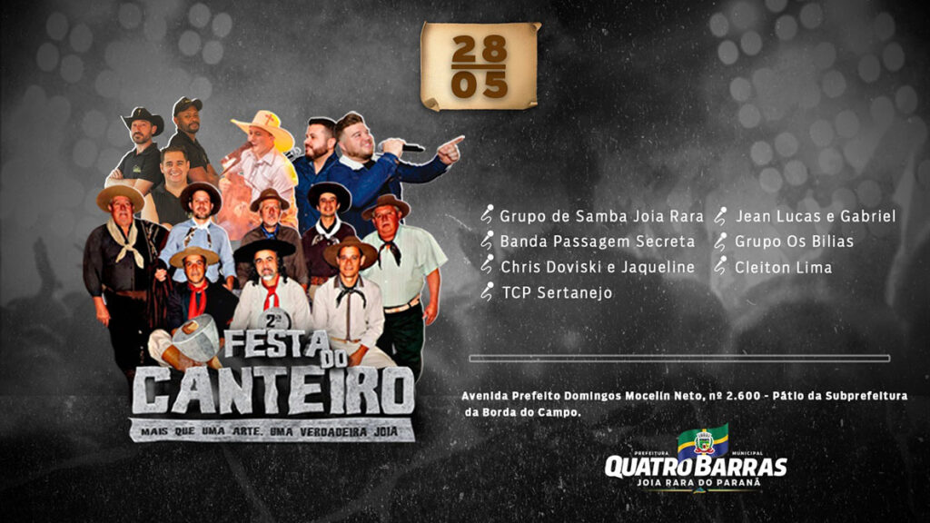 Festa do Canteiro 2023, em Quatro Barras, será realizada no próximo dia 28 de maio 2 Festa do Canteiro 2023