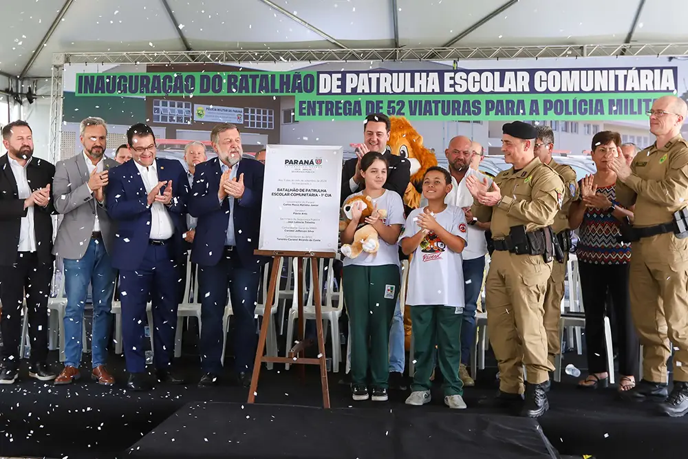 Governador Ratinho Junior inaugura sede do Batalhão de Patrulha Escolar e entrega 52 viaturas da Rotam 3 Batalhão de Patrulha Escolar