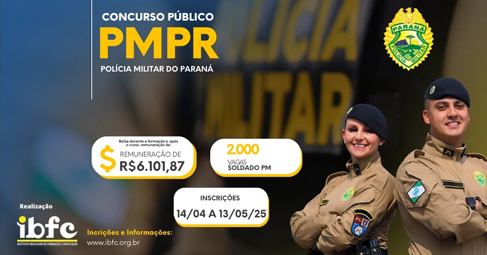 Polícia Militar abre inscrições para o Concurso Público para Soldado PMPR 3 Concurso Público para Soldado PMPR