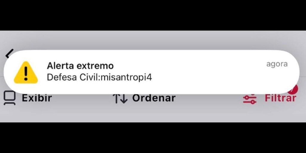 print de aviso de alerta da defesa civil Alerta falso da Defesa Civil: Invasão hacker afeta 30 milhões